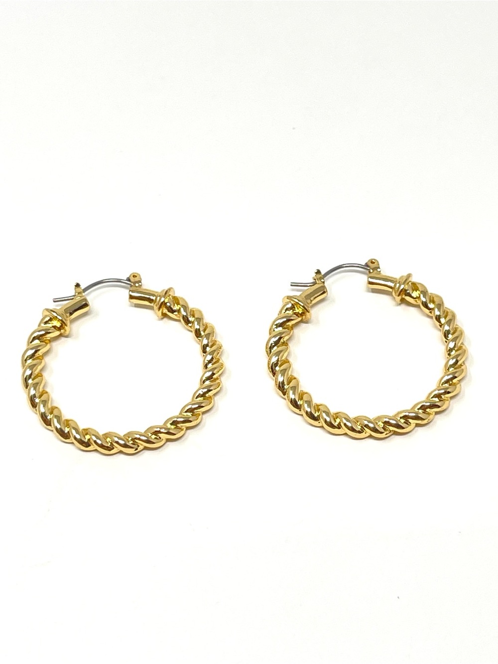 New Anthropologie Gold Twisted Hoop Earrings